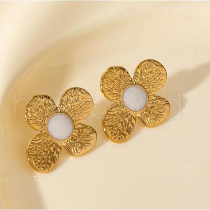 304 Stainless Steel Flower Stud Earrings BM1412-2-1
