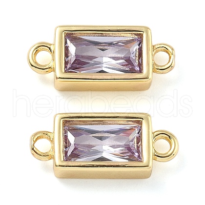 Brass Pave Glass Rectangle Connector Charms KK-H002-06G-04-1
