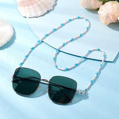 Synthetic Turquoise & Glass Seed & Plastic Beaded Adult Eyeglasses Chains AJEW-EH00397-1