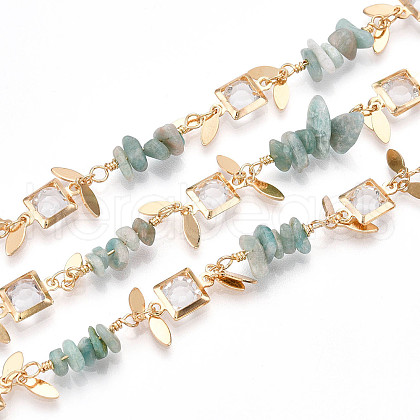 Handmade Brass Glass Square Link Chains CHC-F019-10G-01-1