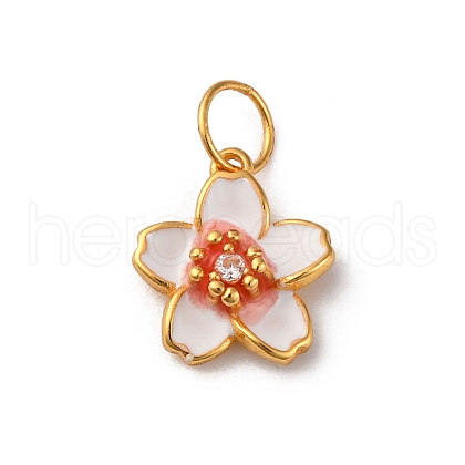 925 Sterling Silver White Enamel Flower Charms STER-D304-03G-1