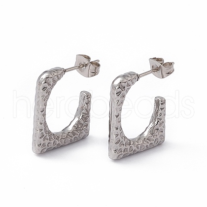Non-Tarnish 304 Stainless Steel Rectangle Stud Earrings EJEW-G314-11P-1