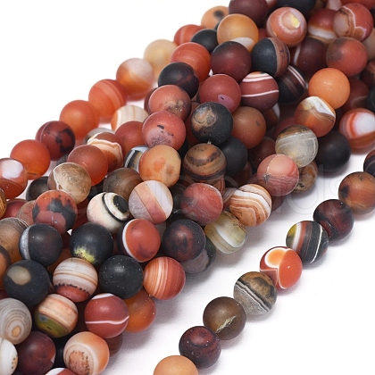 Natural Banded Agate/Striped Agate Beads Strands X-G-D0005-30-8mm-1