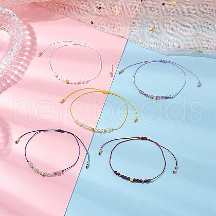 Natural Round Mixed Gemstone Beads Braided Bead Bracelets for Women BJEW-JB11655-1