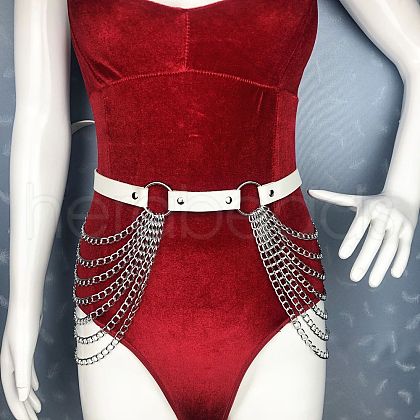 Punk Style Alloy Multi-Layer PU Leather Chain Belts for Women FS-WG2C119-03-1