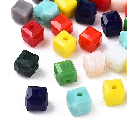 Opaque Color Faceted Glass Beads GLAA-E047-02B-1