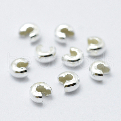 925 Sterling Silver Crimp Beads Cover STER-G027-27S-3mm-1