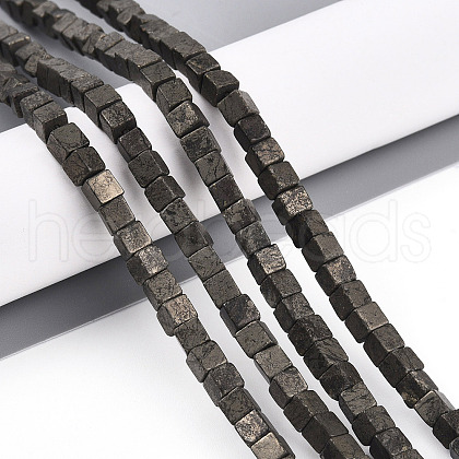 Natural Pyrite Beads Strands G-T140-37B-1