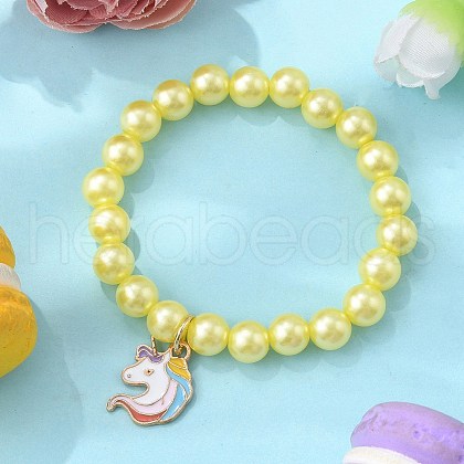ABS Plastic Imitation Pearl Beads Stretch Bracelets BJEW-JB11585-01-1
