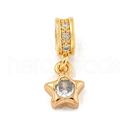 Brass Micro Pave Clear Cubic Zirconia Pendants KK-U007-02G-04-1