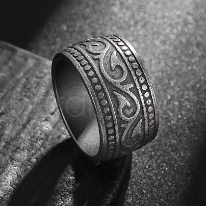 Vintage Totem Stainless Steel Wide Finger Rings for Men FS-WG9BFEA-09-1