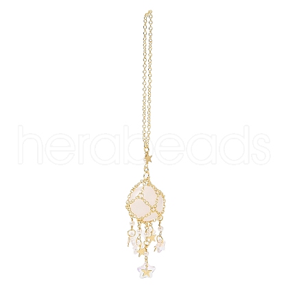 Natural Quartz Crystal with Rack Plating Brass Pendants Decorations AJEW-B023-01G-03-1