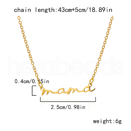 Mother's Day 304 Stainless Steel Word Mama Pendant Necklaces for Women FS-WG8A099-07-1