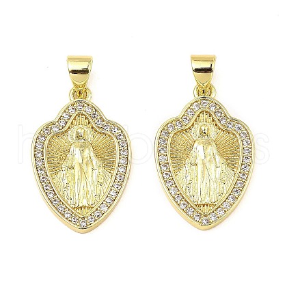 Brass with Cubic Zirconia Pendants KK-K346-12G-1