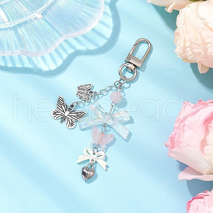 Acrylic Bowknot Pendant Decorations HJEW-JM02540-1
