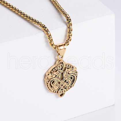 Retro Double Dragon Punk Hip-hop Street Fashion Stainless Steel Pendant Necklaces YF8370-2-1