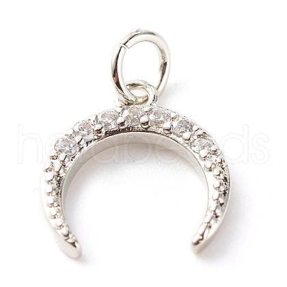 Brass Micro Pave Clear Cubic Zirconia Pendants ZIRC-P094-24P-RS-1