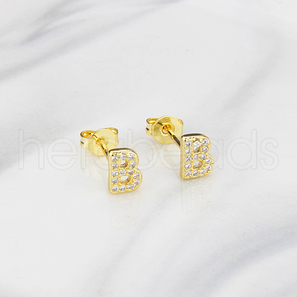 Brass Clear Cubic Zirconia Stud Earrings WGC2A80-02-1