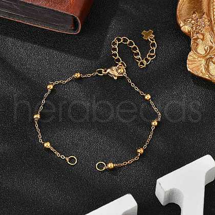 304 Stainless Steel Round Ball Cable Chain Bracelet Making AJEW-JB01331-01-1