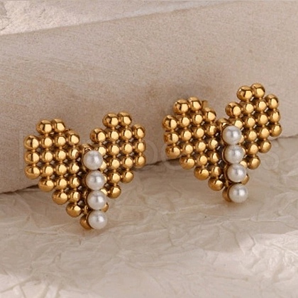 304 Stainless Steel Stud Earrings EJEW-S257-04G-1