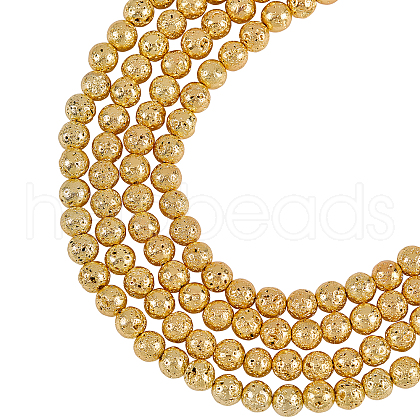 ARRICRAFT Electroplated Natural Lava Rock Bead Strands G-AR0002-77A-1