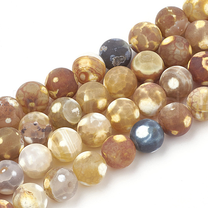 Dyed Natural Fire Crackle Agate Beads Strands G-T106-043-1