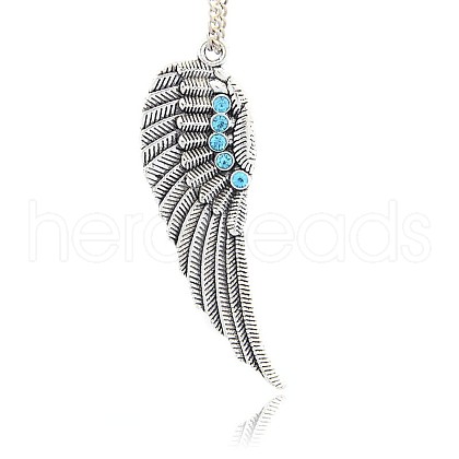Antique Silver Plated Alloy Wing Big Pendants X-ALRI-N019-03-1