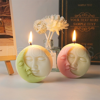 DIY Human Face Shape Sun Moon Eclipse Candle Silicone Molds PW-WG76860-01-1