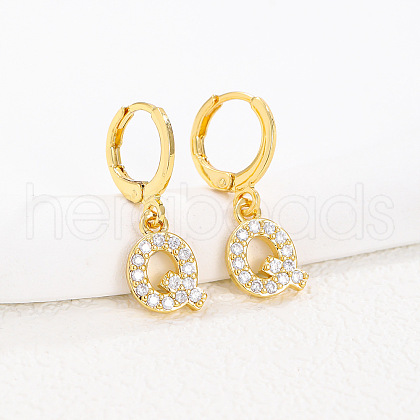 Brass Micro Pave Clear Cubic Zirconia Hoop Earrings FS-WGAF6E5-03-1