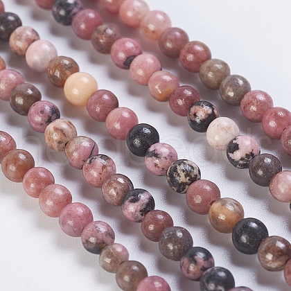 Natural Rhodonite Beads Strands G-K254-04-4mm-1