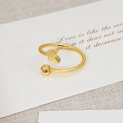 Brass Adjustable Cuff Open Rings for Women WG6655-2-1