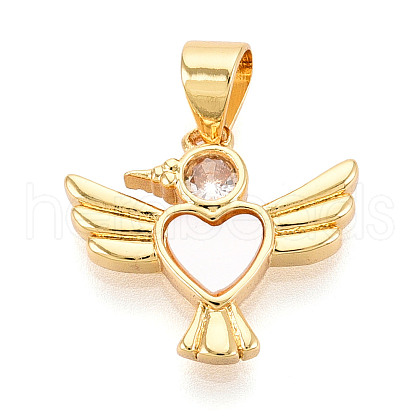 Brass Micro Pave Clear Cubic Zirconia Pendants KK-N268-12G-1