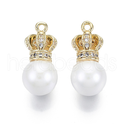 Brass Micro Pave Clear Cubic Zirconia Pendants KK-S348-562-NF-1