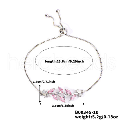 Brass Micro Pave Cubic Zirconia Box Chain Slider Bracelets DJ2694-4-1