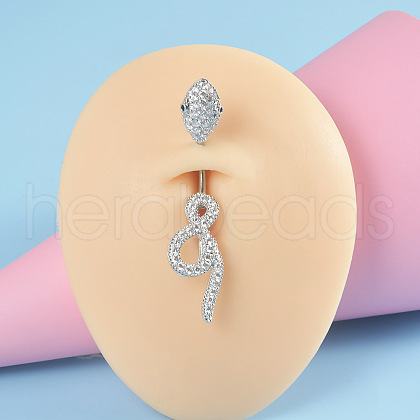 304 Stainless Steel Micro Pave Cubic Zirconia Belly Rings WG5C1DA-16-1