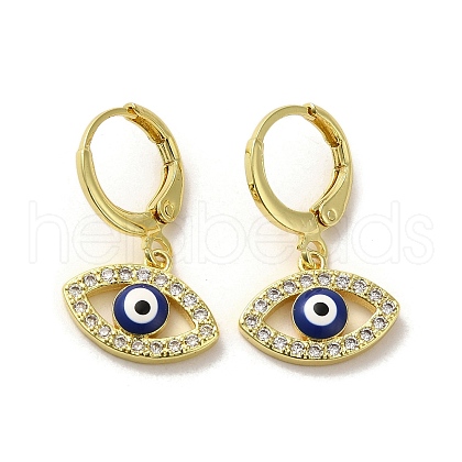 Horse Eye Real 18K Gold Plated Brass Dangle Leverback Earrings EJEW-Q797-23G-01-1