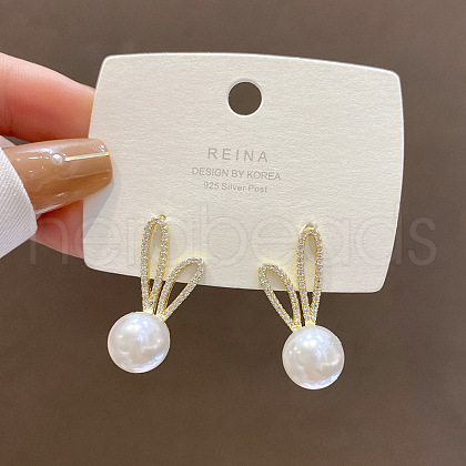 Brass Micro Pave Clear Cubic Zirconia Stud Earrings FS-WGBDEBC-05-1
