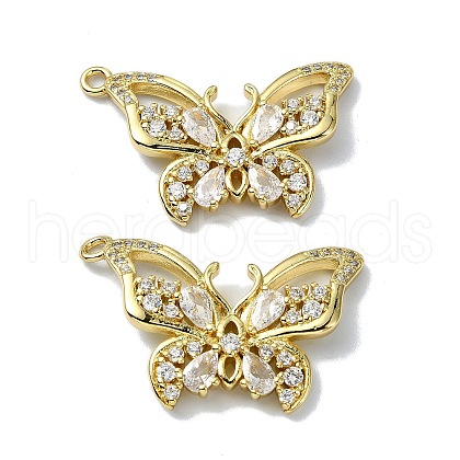 Rack Plating Real 18K Gold Plated Brass Micro Pave Cubic Zirconia Pendants KK-B084-08G-1