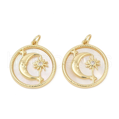 Brass Micro Pave Cubic Zirconia Pendants KK-U058-22G-02-1