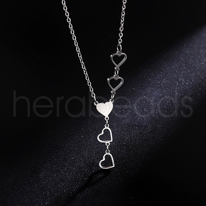 304 Stainless Steel Multi Heart Pendant Necklaces for Women FS-WGC7B42-02-1