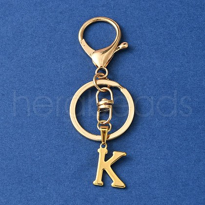 304 Stainless Steel Initial Letter Charm Keychains KEYC-YW00005-11-1