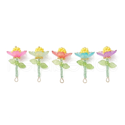 Glass Seed Beaded Flower Pendants PALLOY-MZ00737-1