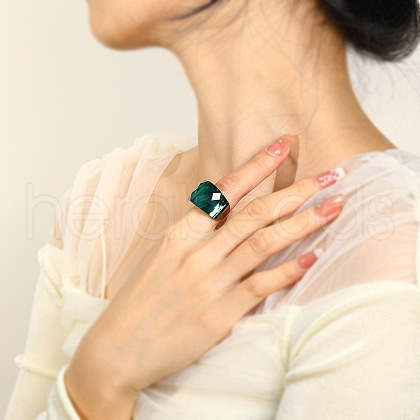 Fashionable 304 Stainless Steel & Glass Finger Rings for Women FS-WG90577-19-1