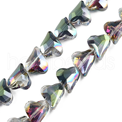 Electroplate Transparent Glass Beads Strands EGLA-N002-44-08-1