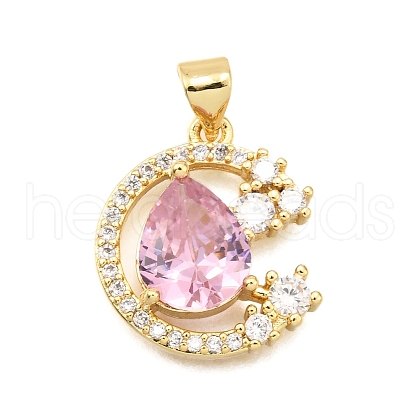 Brass Micro Pave Cubic Zirconia Pendants KK-K401-11G-1