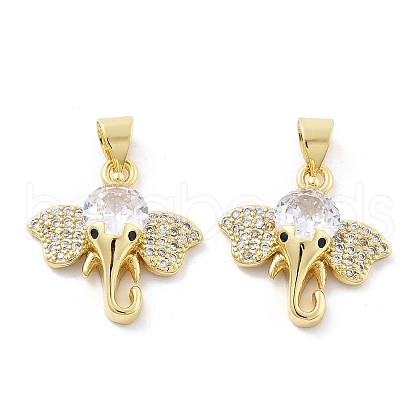 Brass Micro Pave Cubic Zirconia Pendants KK-Z098-04G-1