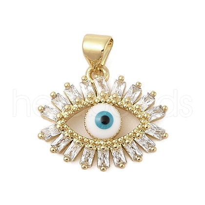 Evil Eye Rack Plating Brass Micro Pave Cubic Zirconia Pendants KK-Z074-16G-1