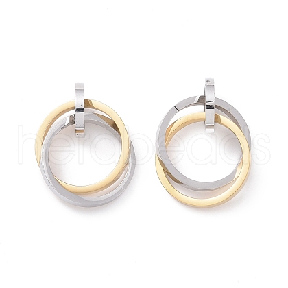 304 Stainless Steel Interlocking Ring Pendants STAS-E090-90G-1