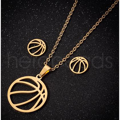201 Stainless Steel Pendant Necklaces & Stud Earrings Sets FS-WGB00D6-09-1