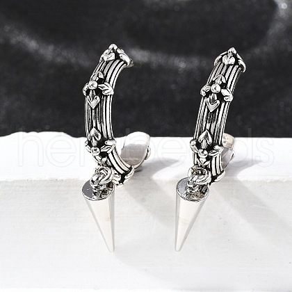 C-Shaped with Cone Brass Stud Earrings EJEW-S261-06G-1